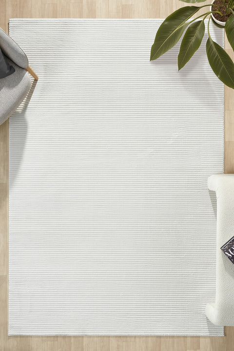 London Modern Shag Area Rug – Gray & Cream in a living room