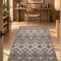 Loop Geometric Area Rug – Beige & Charcoal in a office