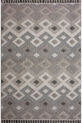 Loop Geometric Area Rug – Beige & Charcoal