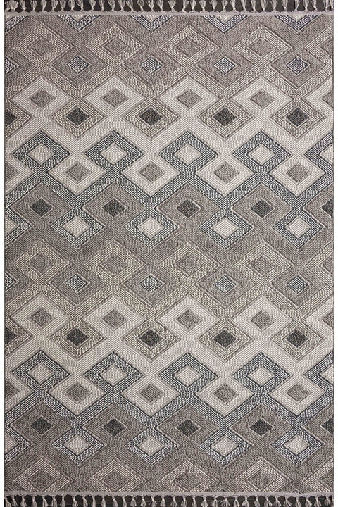 Loop Geometric Area Rug – Beige & Charcoal