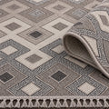Loop Geometric Area Rug – Beige & Charcoal – texture close-up