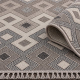 Loop Geometric Area Rug – Beige & Charcoal – texture close-up