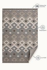 Loop Geometric Area Rug – Beige & Charcoal – features