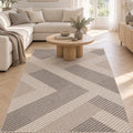 Loop Geometric Area Rug – Gray & Beige in a living room