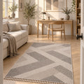 Loop Geometric Area Rug – Gray & Beige in a office
