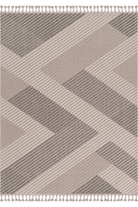 Loop Geometric Area Rug – Gray & Beige