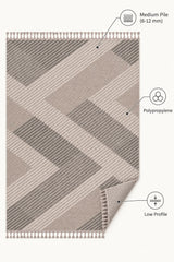 Loop Geometric Area Rug – Gray & Beige – features