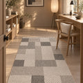 Loop Geometric Area Rug – Taupe & Gray in a office