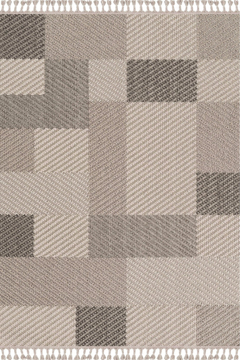 Loop Geometric Area Rug – Taupe & Gray