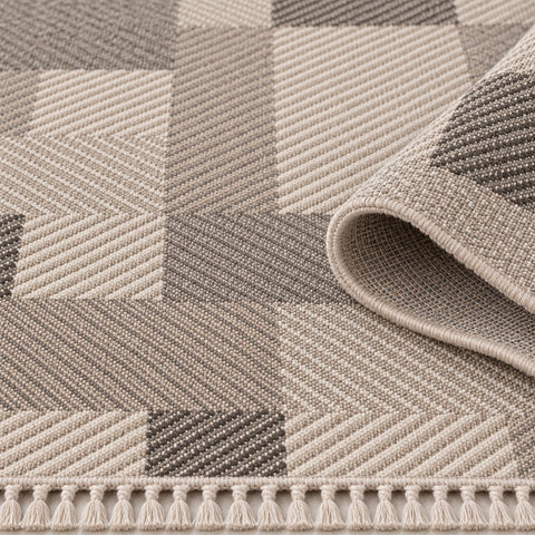 Loop Geometric Area Rug – Taupe & Gray – texture close-up