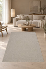 Looped Modern Area Rug – Cream 2 in a living room