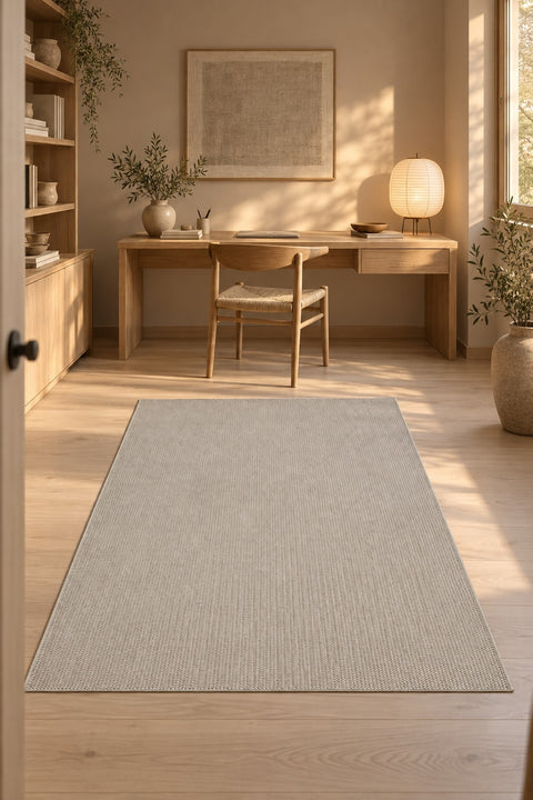 Looped Modern Area Rug – Cream 2 in a office