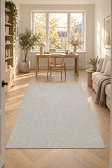 Looped Modern Area Rug – White in a office