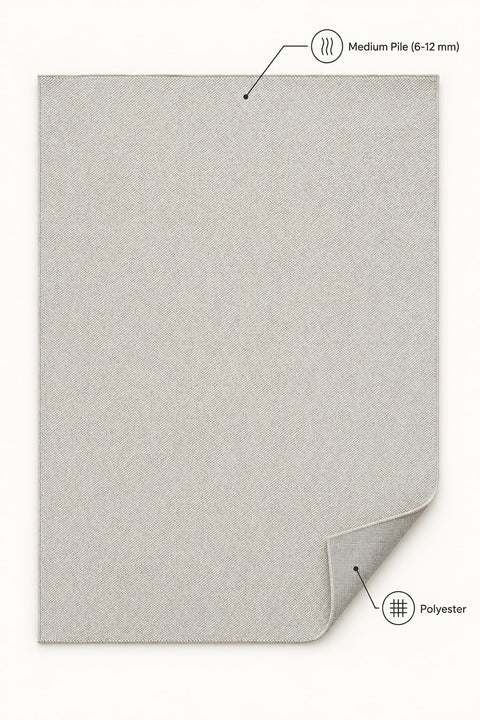 Looped Modern Area Rug – White – features