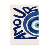 Love Evil Eye Typography Wall Art – Beige and Navy Boho Print
