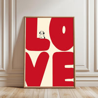 LOVE Pop Art Dog Wall Poster – Sleek Love Quote Dog Home Art