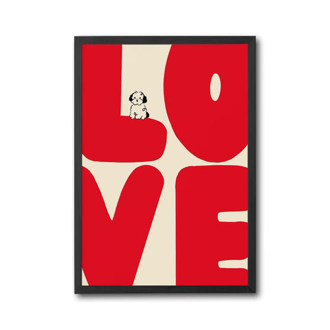 LOVE Pop Art Dog Wall Poster – Sleek Love Quote Dog Home Art