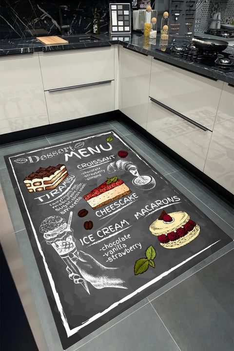 Macaron Modern Kitchen Rug in a kitchen
