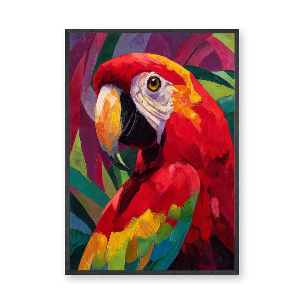 Macaw Parrot Eclectic Wall Art – Vibrant Tropical Bird Portrait