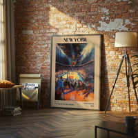 Madison Square Garden Knicks Basketball Impressionist Artwork Wall Poster, New York NBA Sports Art