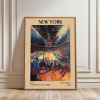 Madison Square Garden Knicks Basketball Impressionist Artwork Wall Poster, New York NBA Sports Art