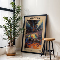 Madison Square Garden Knicks Basketball Impressionist Artwork Wall Poster, New York NBA Sports Art