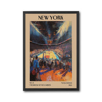Madison Square Garden Knicks Basketball Impressionist Artwork Wall Poster, New York NBA Sports Art