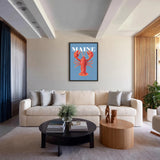 Maine Lobster Coastal Wall Art – Red Lobster on Sky Blue