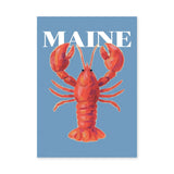 Maine Lobster Coastal Wall Art – Red Lobster on Sky Blue