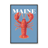 Maine Lobster Coastal Wall Art – Red Lobster on Sky Blue