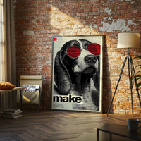 Make Quote Pop Art Print – Cool Dog with Red Sunglasses Home Wall Décor