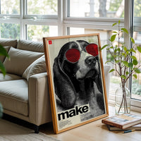 Make Quote Pop Art Print – Cool Dog with Red Sunglasses Home Wall Décor