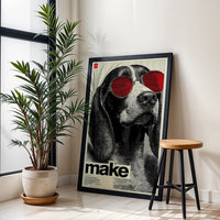 Make Quote Pop Art Print – Cool Dog with Red Sunglasses Home Wall Décor