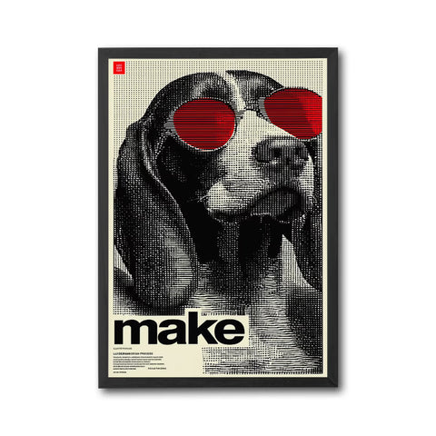 Make Quote Pop Art Print – Cool Dog with Red Sunglasses Home Wall Décor