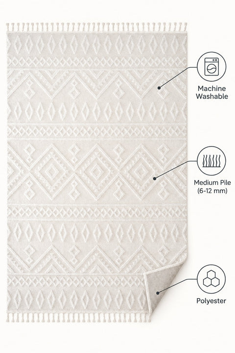 Malta Scandinavian Area Rug – Cream 2 – features