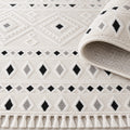 Malta Scandinavian Area Rug – Cream & Black 1 – texture close-up