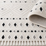 Malta Scandinavian Area Rug – Cream & Black 1 – texture close-up