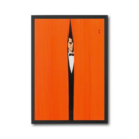 Man in Tuxedo Behind Curtain Aesthetic Wall Décor Poster