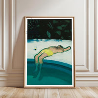 Man Lounging by Pool Aesthetic Wall Print Wall Poster Print