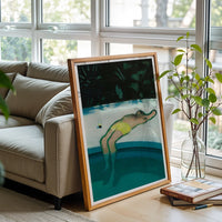 Man Lounging by Pool Aesthetic Wall Print Wall Poster Print
