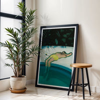 Man Lounging by Pool Aesthetic Wall Print Wall Poster Print