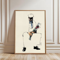 Man with Flowers Minimal Wall Décor, Contemporary Line Art Print for Home Decor