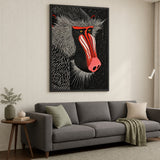 Mandrill Modern Pop-Art Wall Art – Bold Red and White Portrait