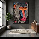 Mandrill Pop Art Wall Art – Colorful Dotted Baboon Portrait