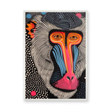 Mandrill Pop Art Wall Art – Colorful Dotted Baboon Portrait