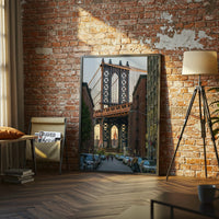 Manhattan Bridge and Empire State Building Aesthetic Wall Print Poster Print