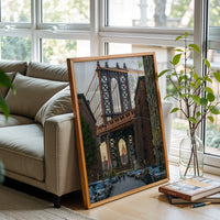 Manhattan Bridge and Empire State Building Aesthetic Wall Print Poster Print
