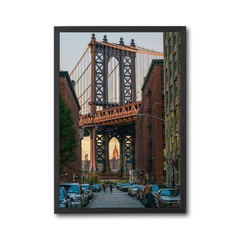 Manhattan Bridge and Empire State Building Aesthetic Wall Print Poster Print