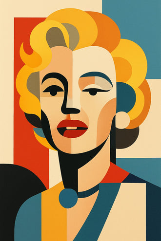 Marilyn Portrait Geometric Pop Art Wall Art – Bold Blonde Icon Print