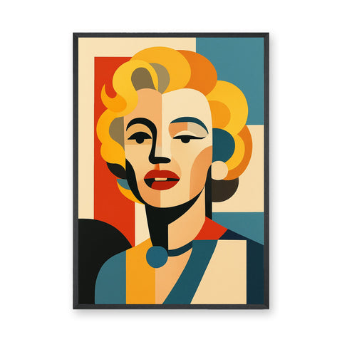 Marilyn Portrait Geometric Pop Art Wall Art – Bold Blonde Icon Print